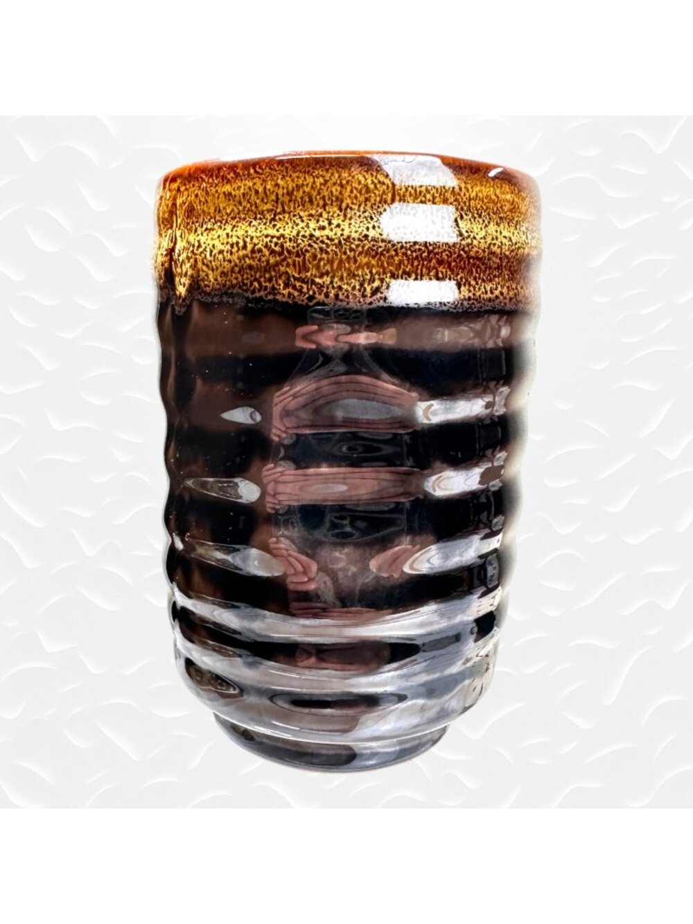 Vintage Brown Drip Glaze Porcelain Tumbler - Rustic Artisan Pottery 5" Tall